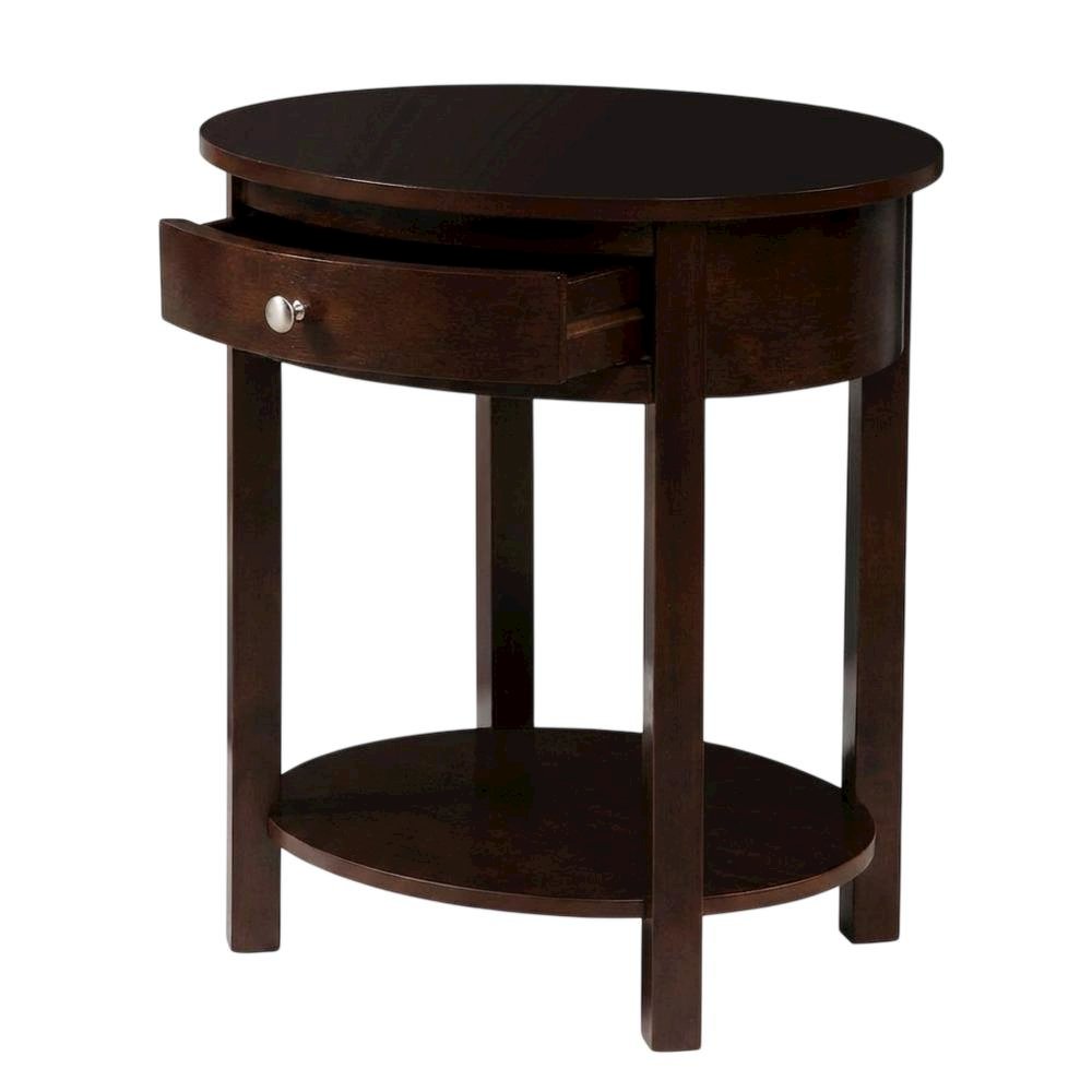 Rustic End Table with Single Drawer and Shelf for Living Room Storage