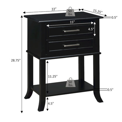Sydney 2 Drawer Entryway Hall Table with Shelf