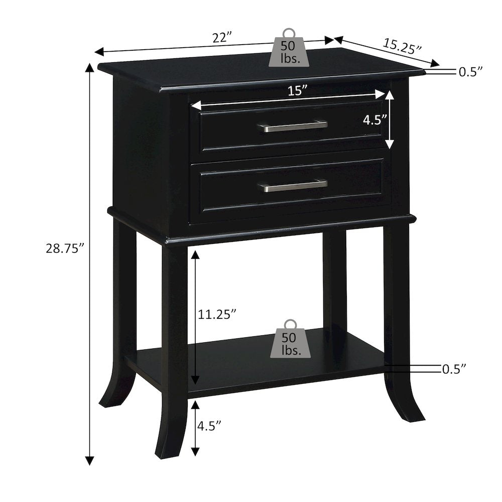 Sydney 2 Drawer Entryway Hall Table with Shelf