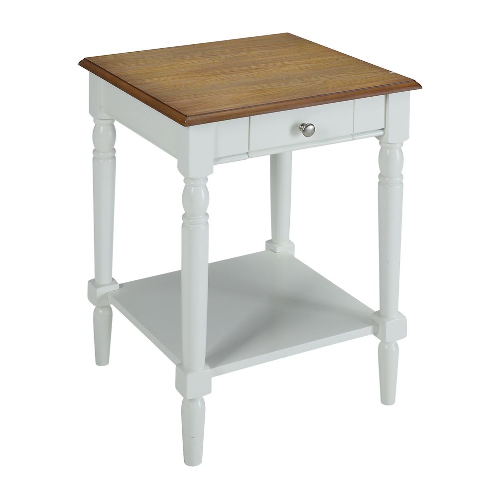 French Country End Table with Drawer and Shelf