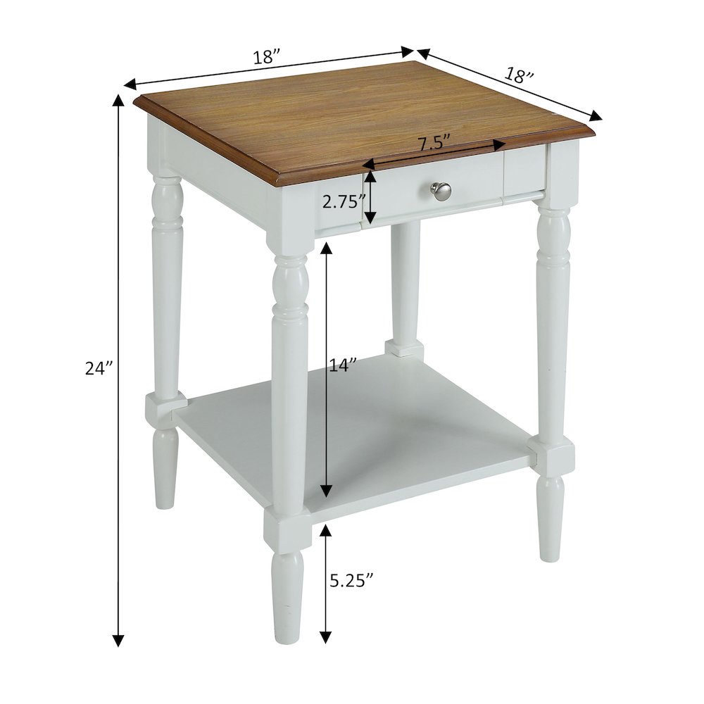 French Country End Table with Drawer and Shelf