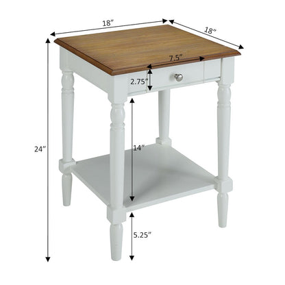 French Country End Table with Drawer and Shelf