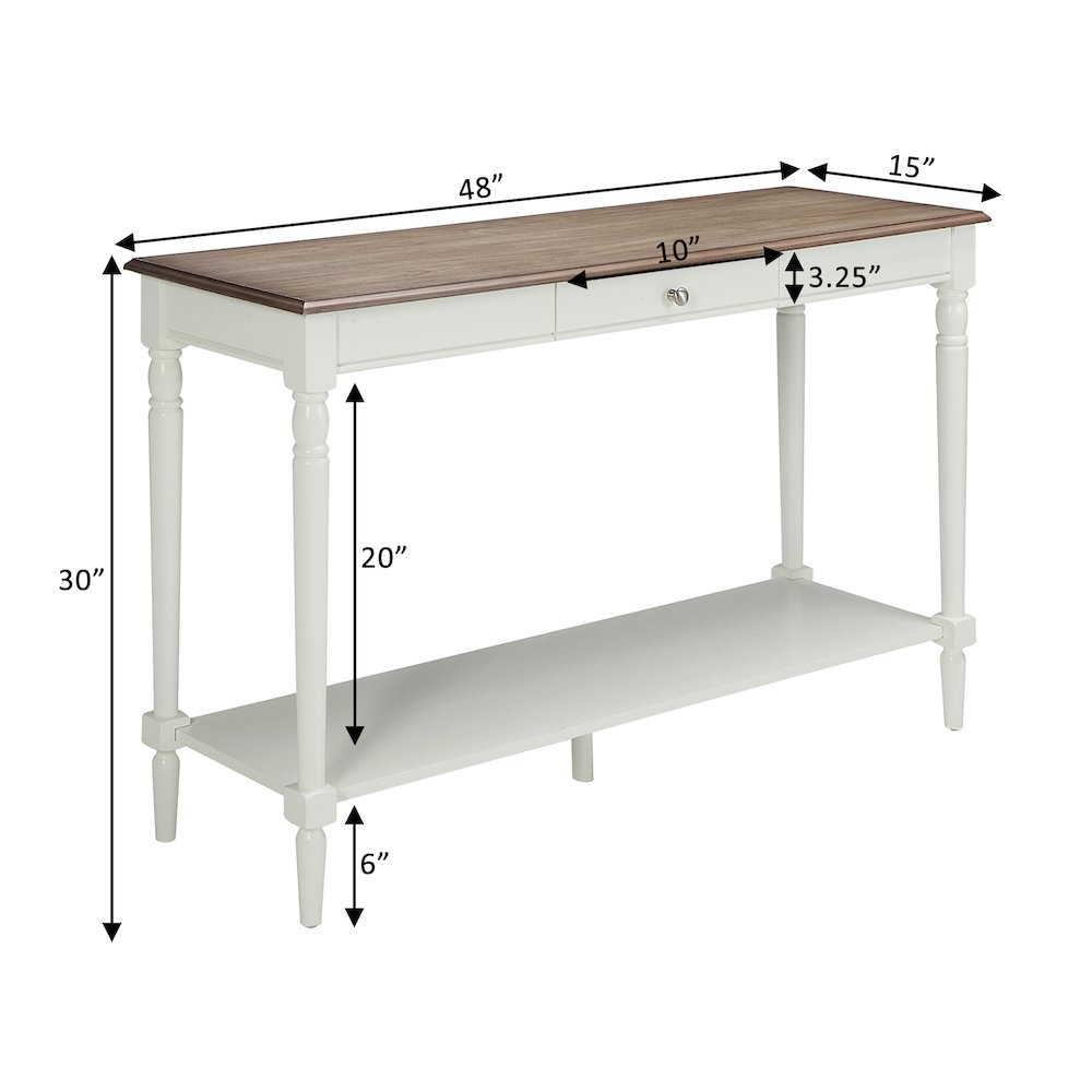 French Country Console Table with Drawer and Shelf