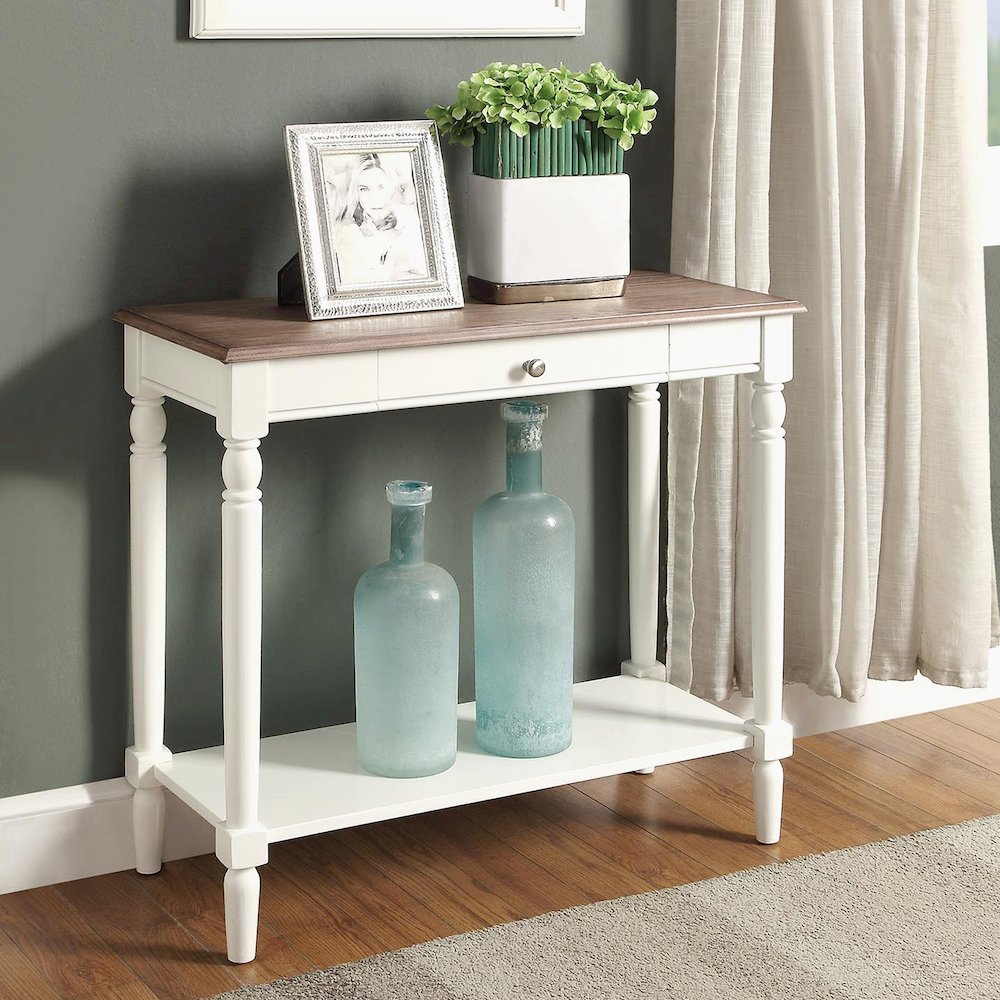 French Country Hall Table with Drawer and Shelf