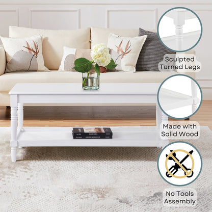 French Country Manor No Tools Coffee Table with Shelf