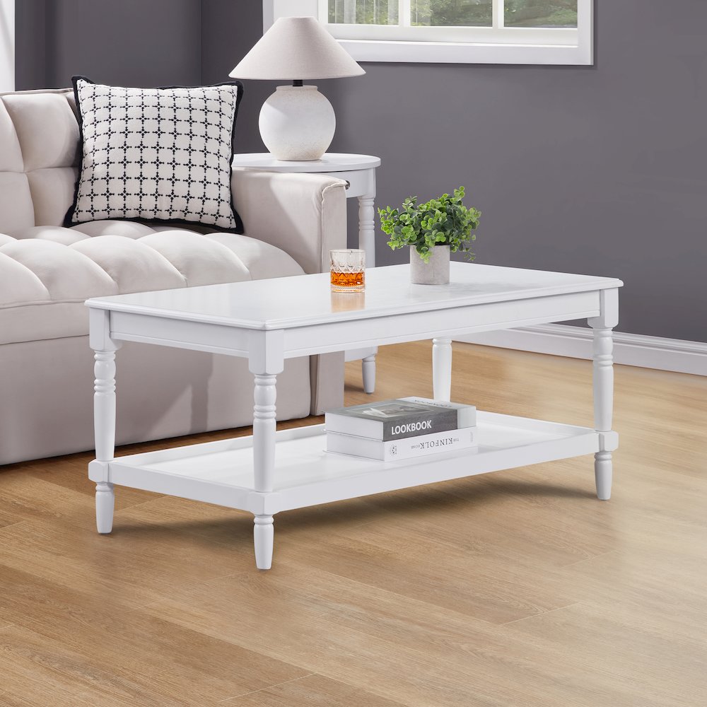 French Country Manor No Tools Coffee Table with Shelf