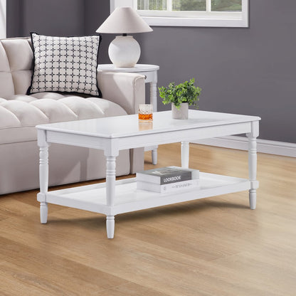 French Country Manor No Tools Coffee Table with Shelf