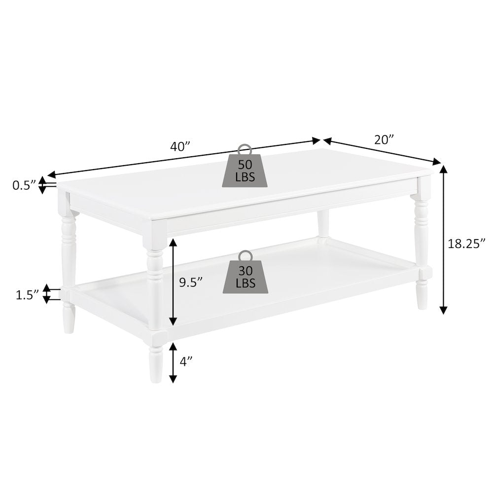 French Country Manor No Tools Coffee Table with Shelf