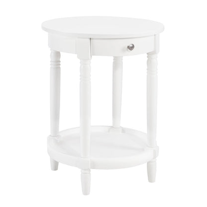 French Country Manor No Tools Round End Table with Shelf