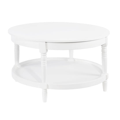 French Country Manor No Tools Round Coffee Table with Shelf