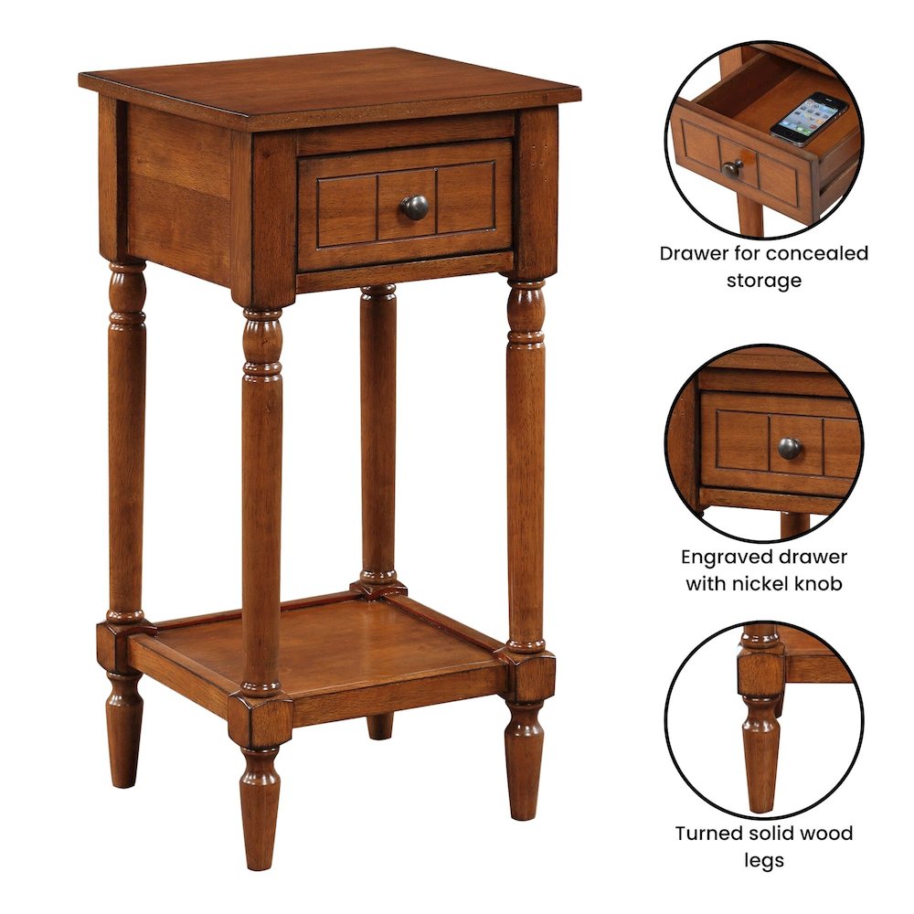 French Country Khloe 1 Drawer Accent Table with Shelf