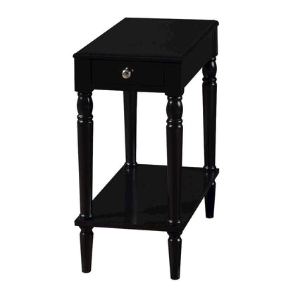 French Country No Tools Chairside End Table with Shelf
