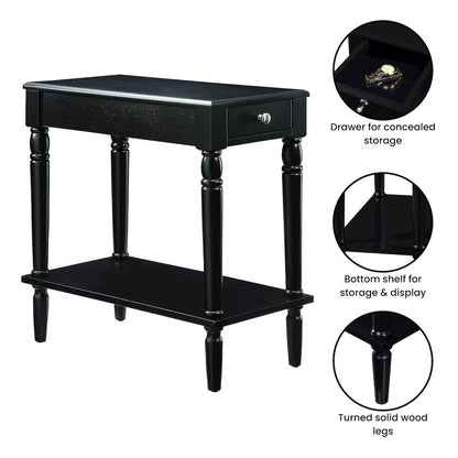 French Country No Tools Chairside End Table with Shelf