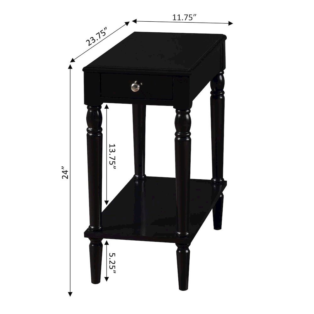 French Country No Tools Chairside End Table with Shelf