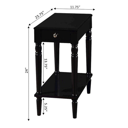 French Country No Tools Chairside End Table with Shelf
