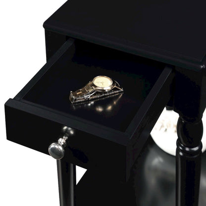 French Country No Tools Chairside End Table with Shelf