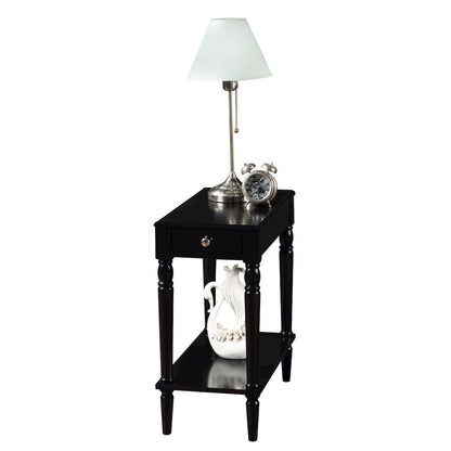 French Country No Tools Chairside End Table with Shelf