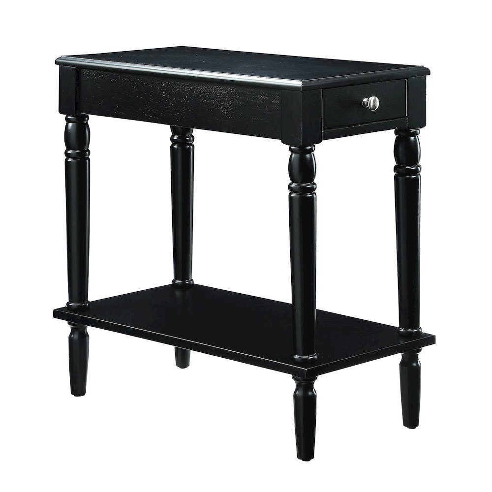 French Country No Tools Chairside End Table with Shelf