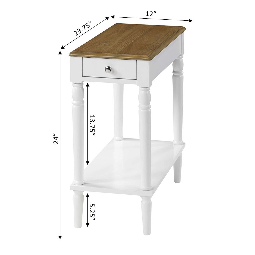French Country No Tools Chairside End Table with Shelf