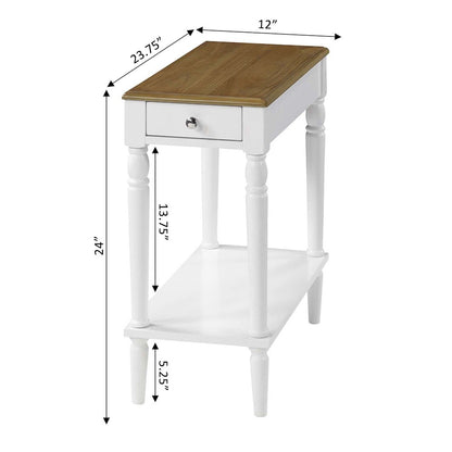 French Country No Tools Chairside End Table with Shelf