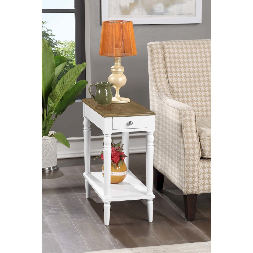 French Country No Tools Chairside End Table with Shelf