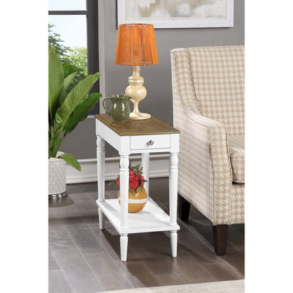 French Country No Tools Chairside End Table with Shelf