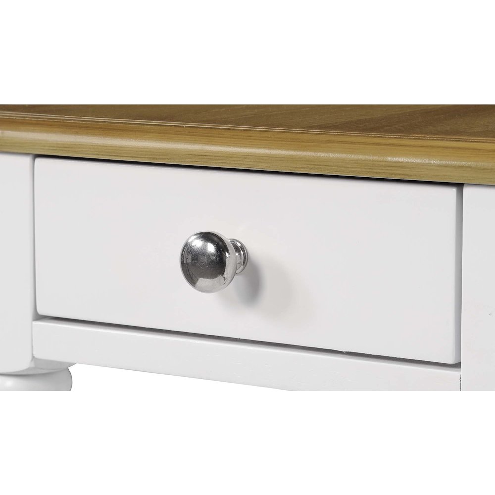 French Country No Tools Chairside End Table with Shelf