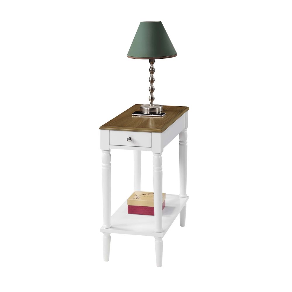 French Country No Tools Chairside End Table with Shelf