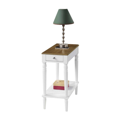 French Country No Tools Chairside End Table with Shelf