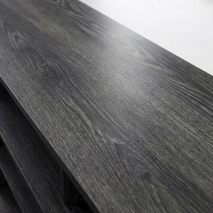 Weathered Gray/Black TV Stand with Melamine Veneer and Sturdy Construction