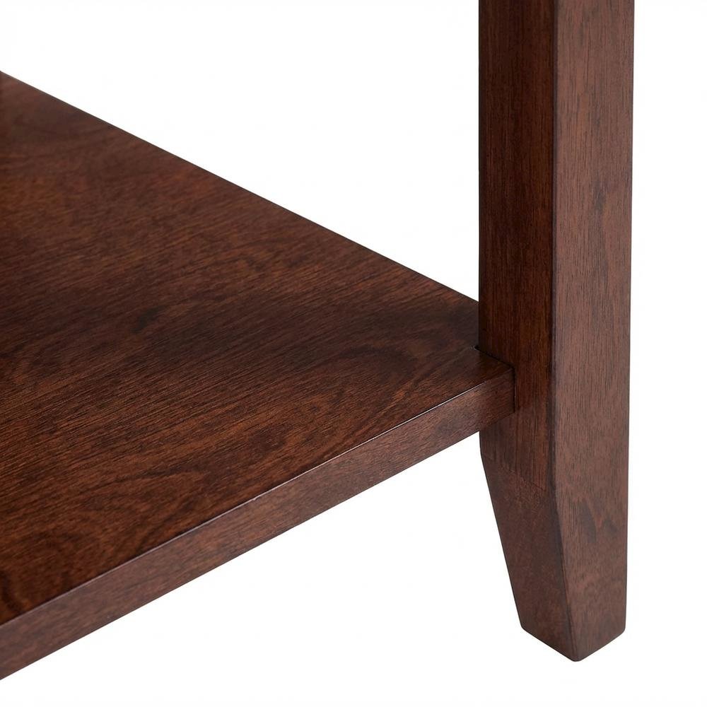 Rectangular Coffee Table with Shelf in Brown MDF and Rubberwood Legs