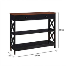 Wooden 1-Drawer Console Table with Shelves and Modern Design