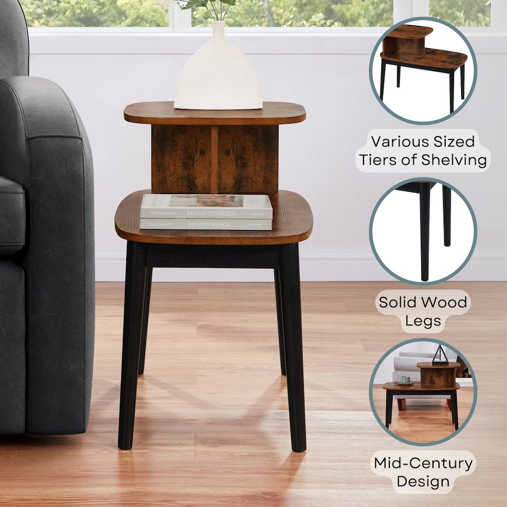 Maxwell Mid Century 2 Tier Chairside End Table