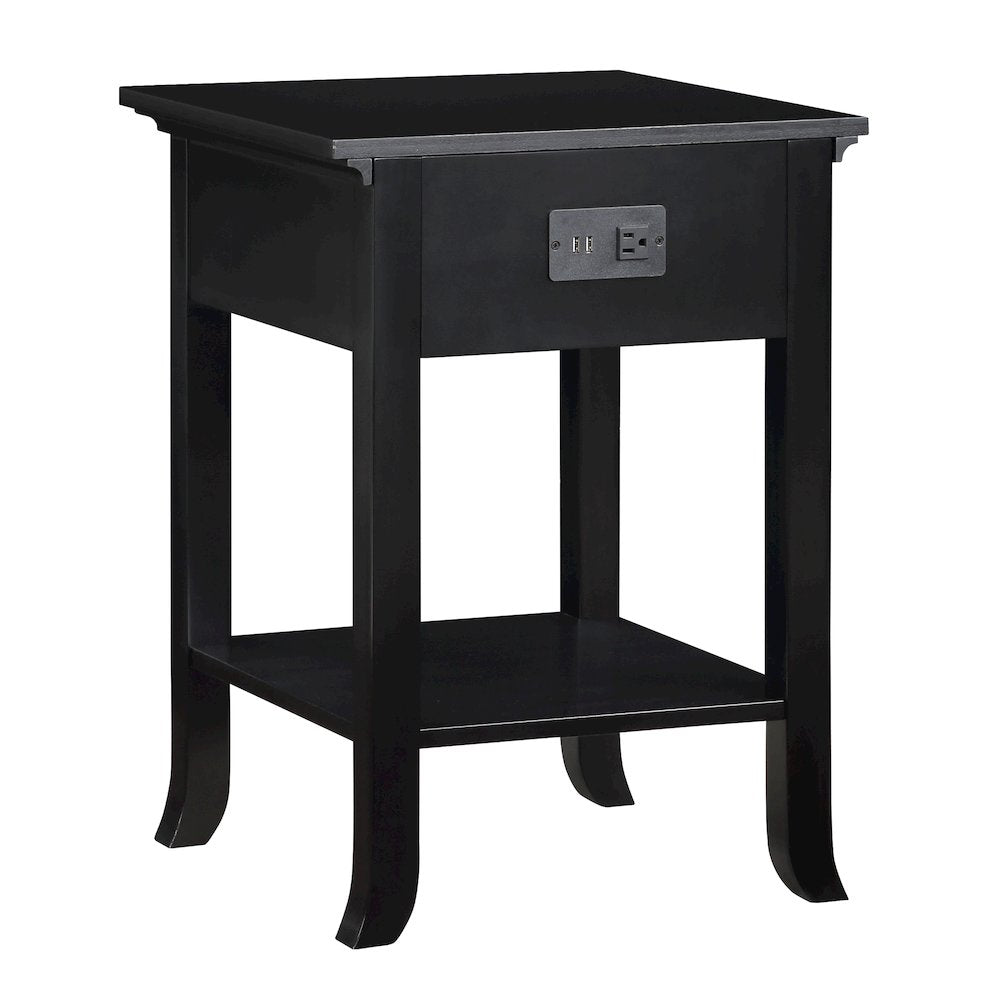 1 Drawer End Table with Charging Station and Pull-Out Shelf