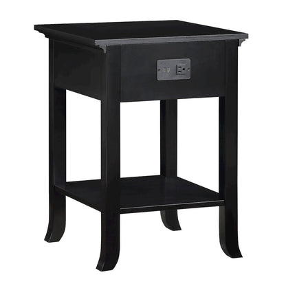 1 Drawer End Table with Charging Station and Pull-Out Shelf