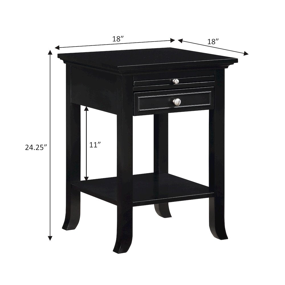 1 Drawer End Table with Charging Station and Pull-Out Shelf