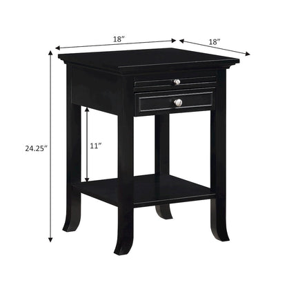 1 Drawer End Table with Charging Station and Pull-Out Shelf
