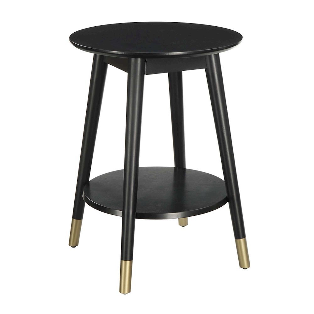 Wilson Mid Century Round End Table with Bottom Shelf