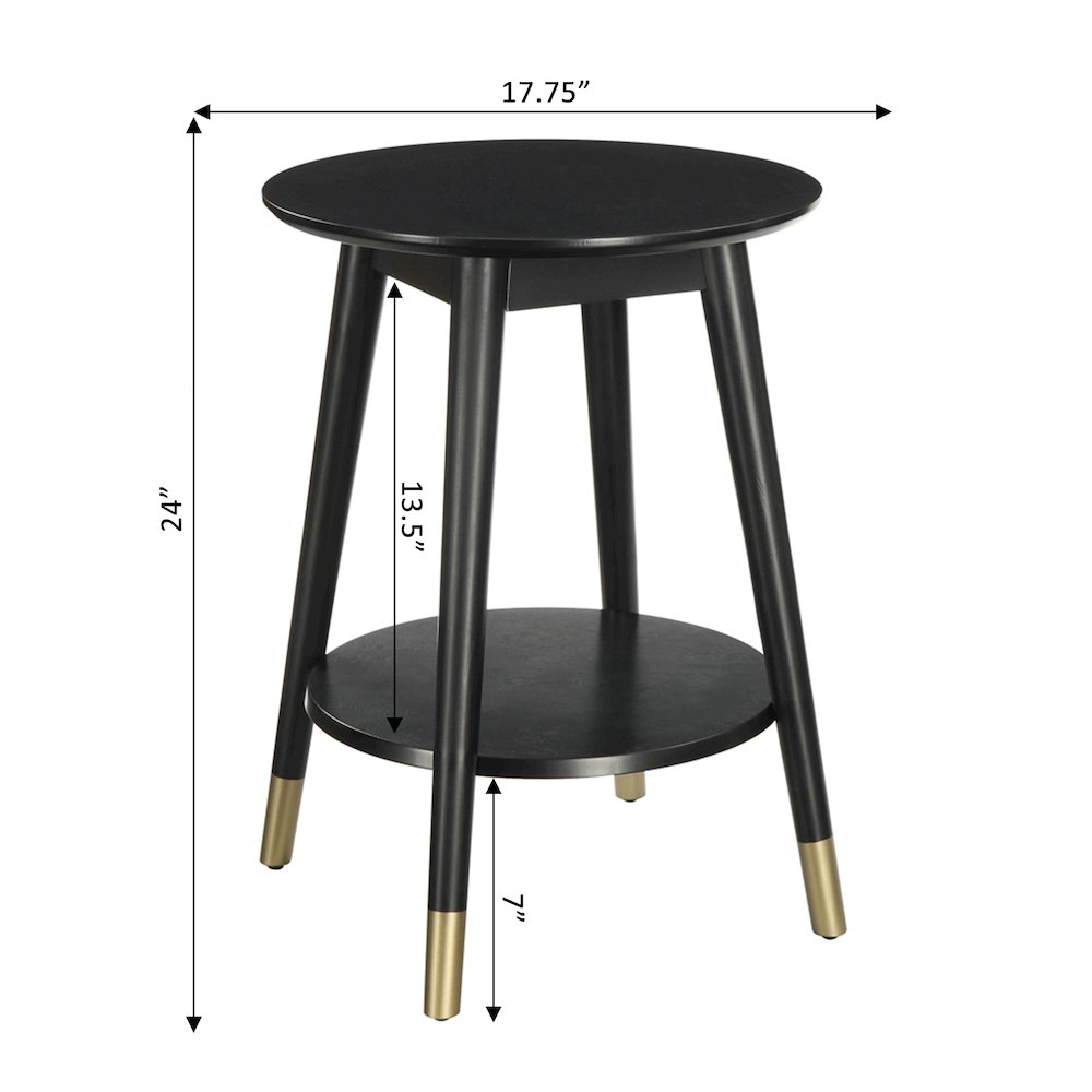 Wilson Mid Century Round End Table with Bottom Shelf