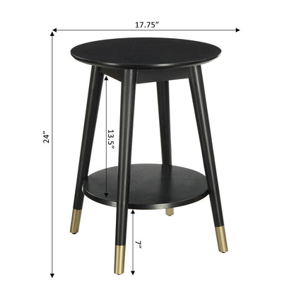 Wilson Mid Century Round End Table with Bottom Shelf