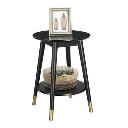 Wilson Mid Century Round End Table with Bottom Shelf