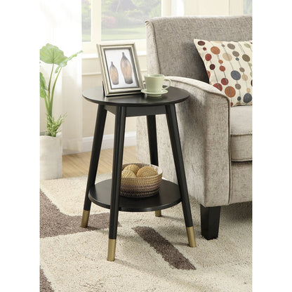 Wilson Mid Century Round End Table with Bottom Shelf