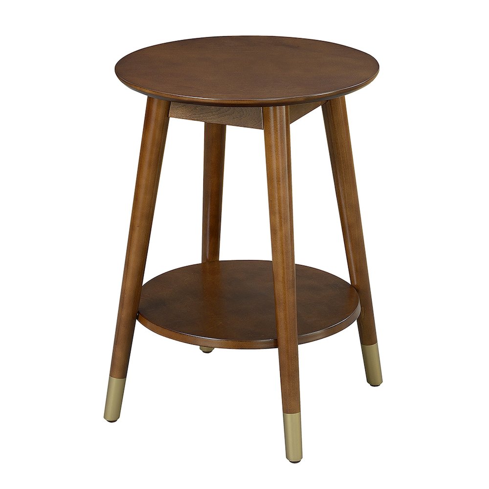 Wilson Mid Century Round End Table with Bottom Shelf