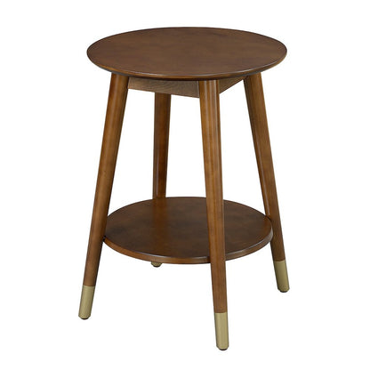 Wilson Mid Century Round End Table with Bottom Shelf