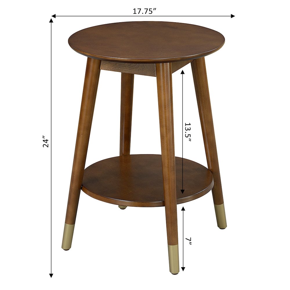 Wilson Mid Century Round End Table with Bottom Shelf