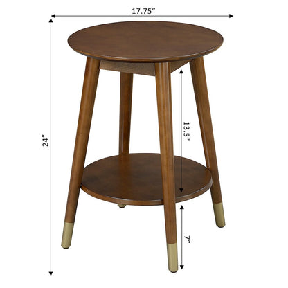 Wilson Mid Century Round End Table with Bottom Shelf