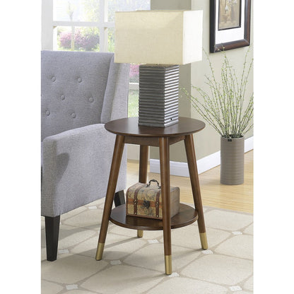 Wilson Mid Century Round End Table with Bottom Shelf
