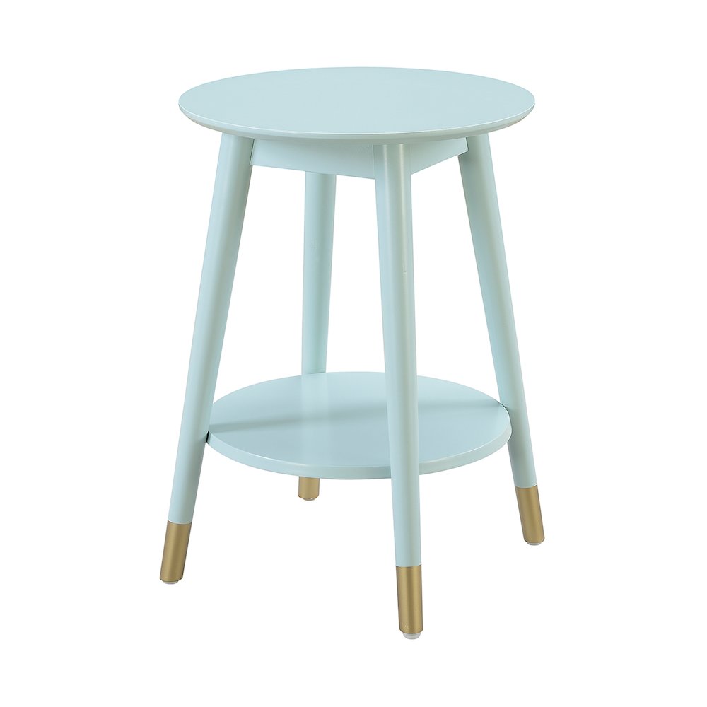 Wilson Mid Century Round End Table with Bottom Shelf