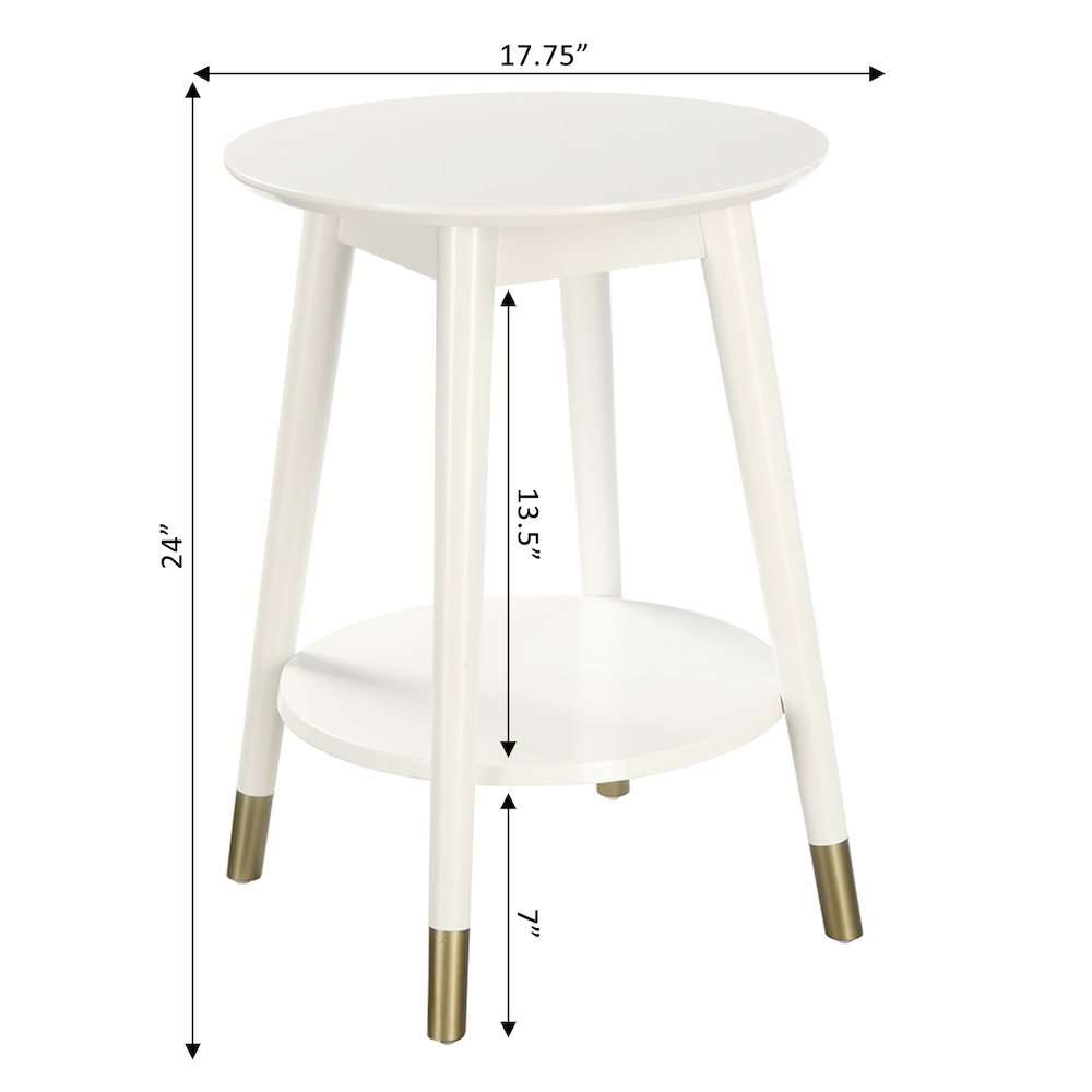 Wilson Mid Century Round End Table with Bottom Shelf