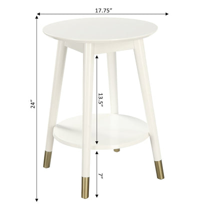 Wilson Mid Century Round End Table with Bottom Shelf